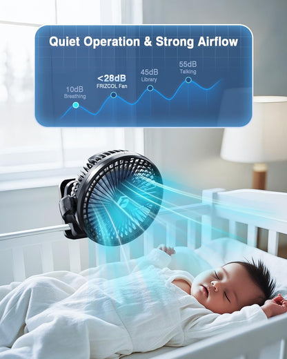 FRIZCOL 20000mAh 8 Inch Portable Clip On Fan,Battery Operated Golf Cart Fan with Lights, USB Fans Small Desk Fans Personal Quiet Fans for Office Stroller Bedroom and Camping