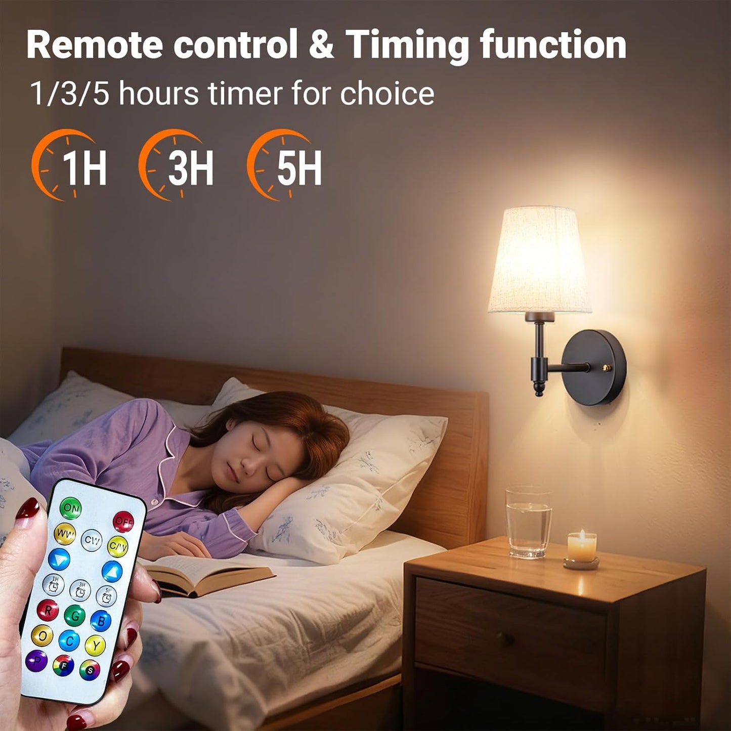Wall Sconce Battery Operated Wall Light Fixure with Remote Control, Dimmable Battery Operated Wall Sconces Set Of Two, Indoor Wireless Wall Mounted Lamp with Rechargable Bulb For Bedroom Living Room (