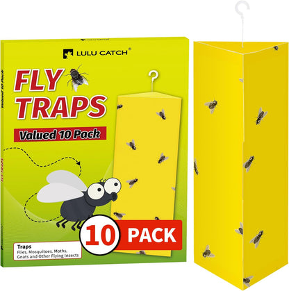 LULUCATCH Fruit Fly Sticky Traps 12 Pcs, Yellow Sticky Trap, Non-Toxic Gnat Traps Insect Catcher, Super Sticky Fly Traps for Indoor Outdoor Kitchen White Flies Mosquitos Fungus Gnats Flying Insects