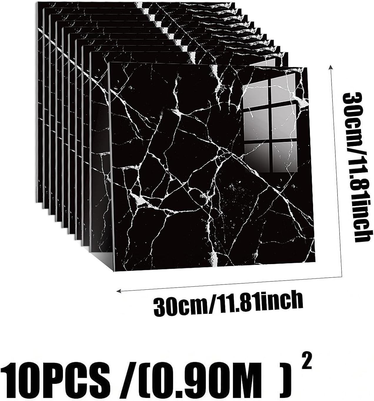 10pcs Peel and Stick Tile Shower Waterproof Marble Tiles Wall Panels, 11.8"x11.8" Self-Adhesive Backsplash Tile, PVC Wall Panels Shower Tiles for Home Bathroom, Kitchen, Living Room Blue