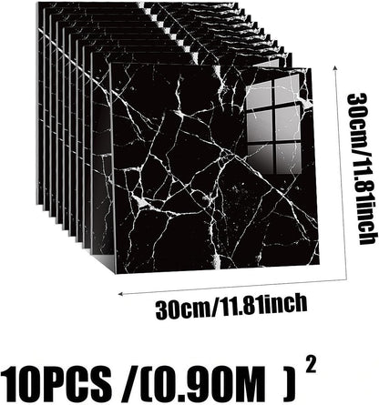 10pcs Peel and Stick Tile Shower Waterproof Marble Tiles Wall Panels, 11.8"x11.8" Self-Adhesive Backsplash Tile, PVC Wall Panels Shower Tiles for Home Bathroom, Kitchen, Living Room Blue