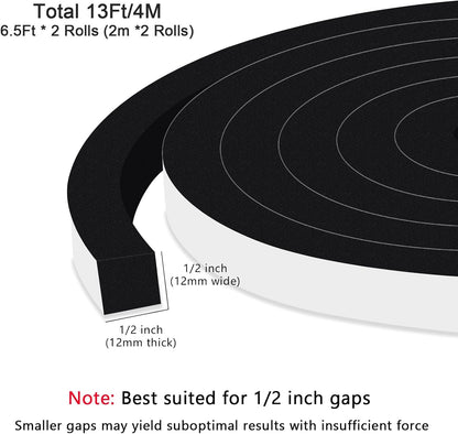 Upgraded Strong Adhesive Foam Weather Stripping Door Seal Insulation Tape for Insulating Door,Window, Air Conditioner Noise-Reduction Self Adhesive Sealing Weatherstrip (1 in x 1/2 in x 10 Ft) - Colors B