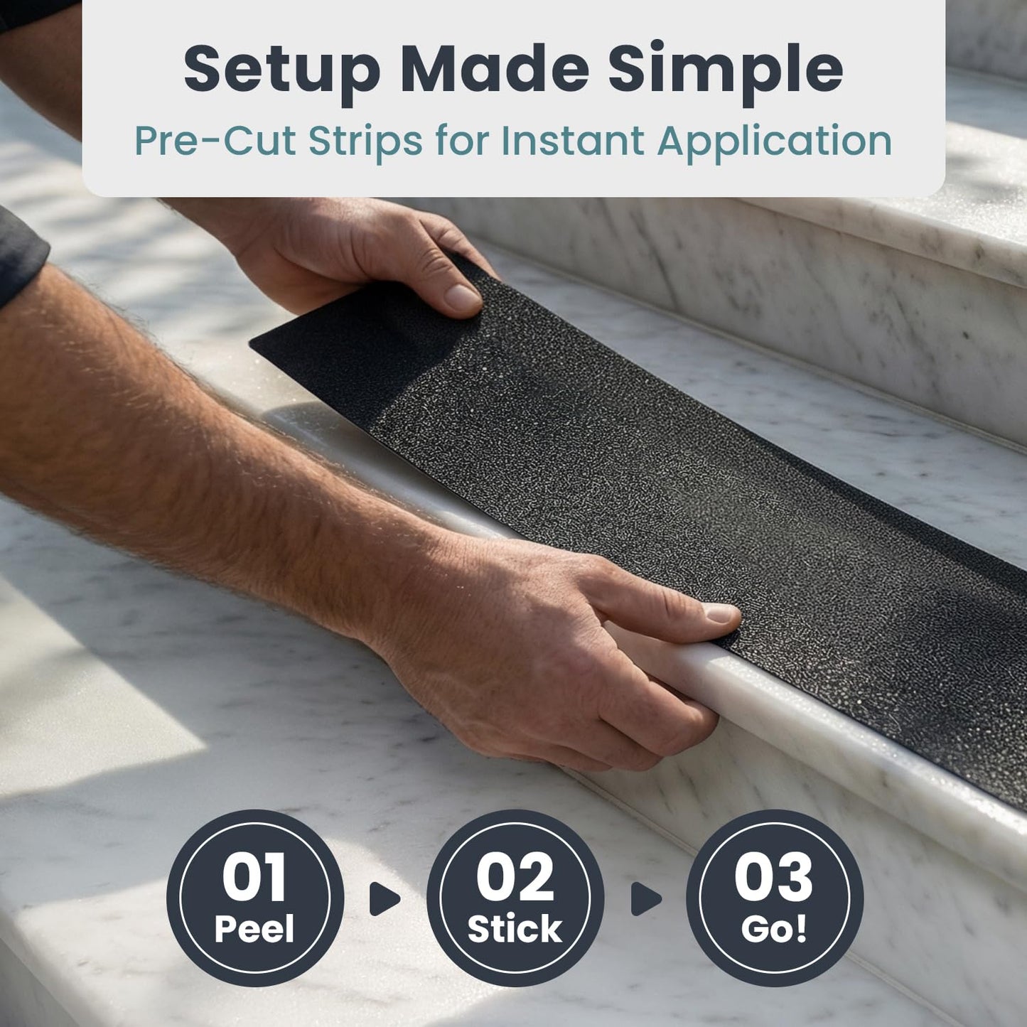 PELEGON Outdoor Stair Treads Non-Slip for Wooden Steps (12 Stairs) 6"x30" Heavy Duty Waterproof Anti Slip Traction Tape, Black Grip Tape Treads Outdoor for Wood, Decks, Ramps