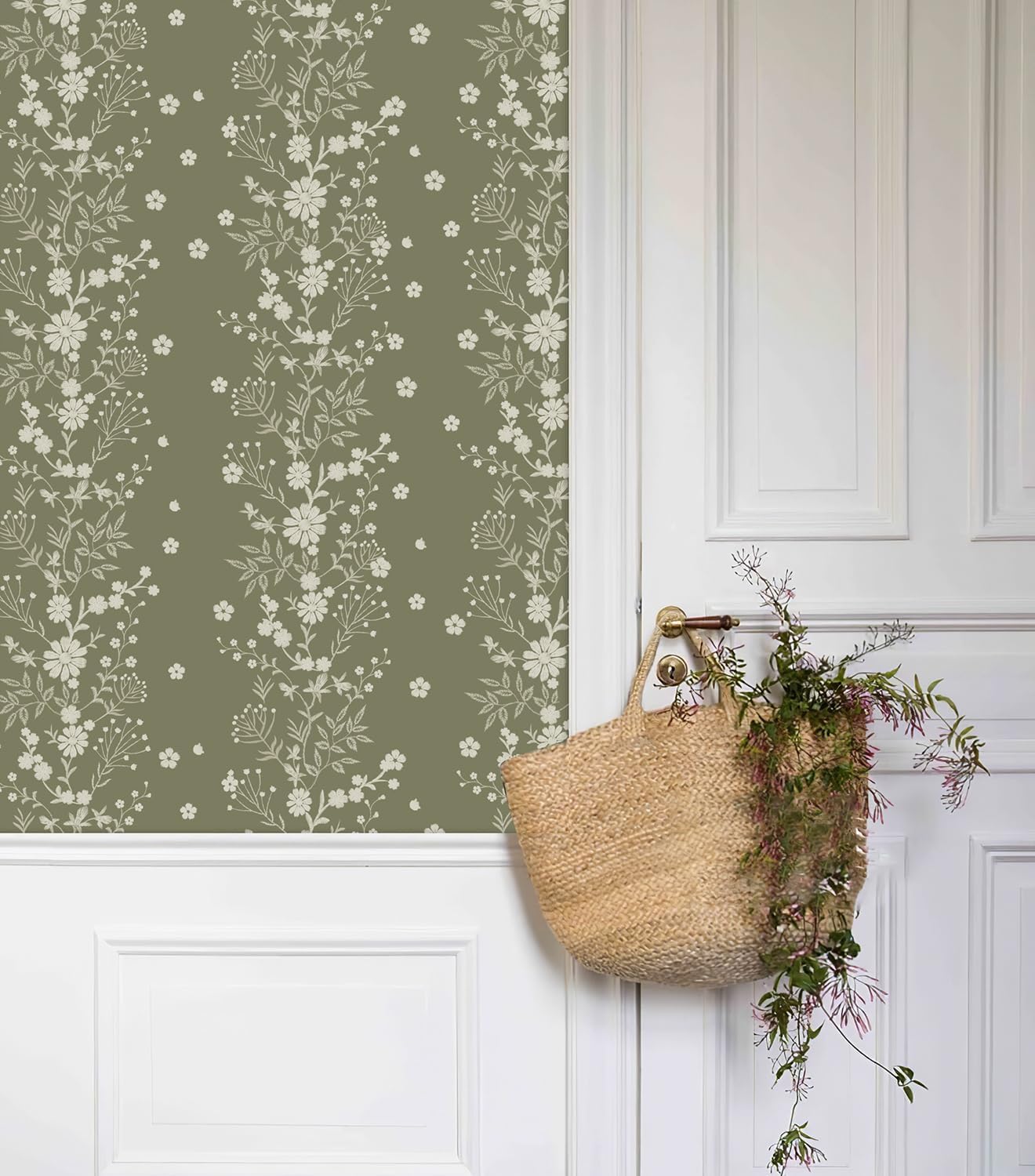 Peel and Stick Wallpaper Boho Wall Paper Peel and Stick Modern Watercolor Beige Wallpaper for Bathroom 17.3"x118"