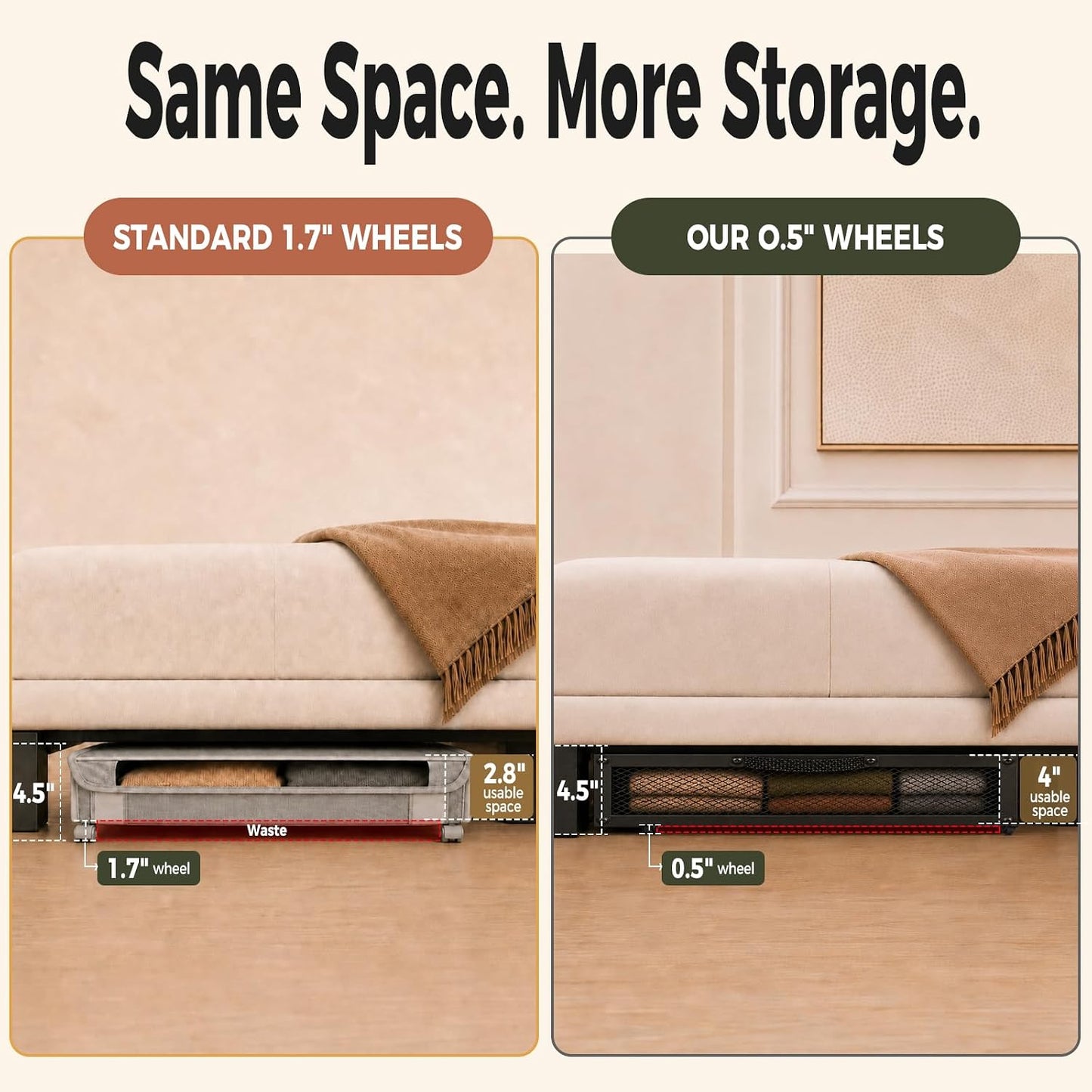 2 Pack Under the Bed Storage Containers,10 inch Height Under Bed Shoe Storage,31inch Long Underbed Storage with Wheels,Large Rolling under bed Clothes Storage Drawers with Lid for Dorm Tall ,Black