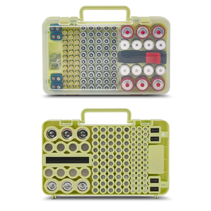 Xuerdon Battery Organizer Storage Case with Tester, 120+ Slots for Home | Hard Plastic for AA AAA C D 9V and Coin Cells, Wall-Mount/Drawer, Home Battery Managemt, Purple, Batteries Not Included