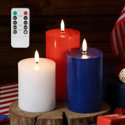JOIONE Flameless Pillar Candles with Remote, 3 Pack Battery Operated Real Wax LED Candles, LED Candle that Perfect for Home Decorations Fireplace Table, White