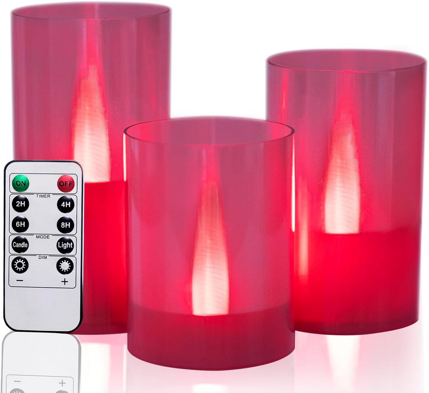 LANKER Flameless Candles with Remote Control and Timer, Battery Operated LED Pillar Candles, Romantic Light, Set of 3 (Warm White)