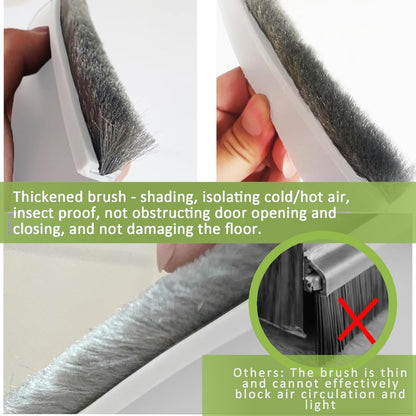 2 PCS Brush Door Sweep, Draft Stoppers for Bottom, Draft Stopper with Brush for Exterior Door, Bottom Seal Strip for Protection Against Bug, Dust, 2" W x 39" L, Black