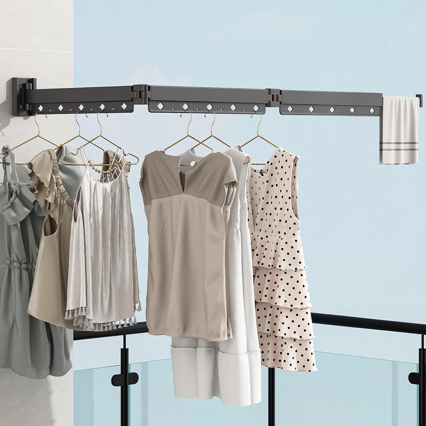 Wall Mounted Clothes Hanger Drying Folding Racks | Full 180° horizontal & vertical pivot