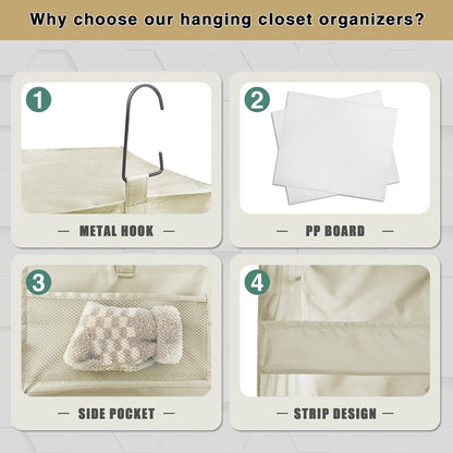 3-Shelf Hanging Closet Organizer, Washable Foldable Storage, Dark Gray | Front lip keeps items secure; side pockets add room; Oxford fabric handles towels, shirts, baby items, dorms, RVs or travel.