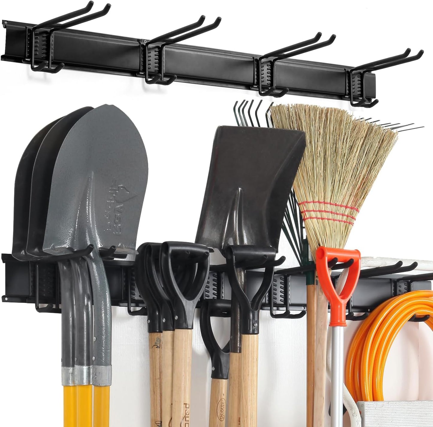 Aking Ace Garage Tool Organizer Wall Mount, 48-Inch Heavy Duty Garden Tool Rack for Shed, Holds 350lbs, Adjustable Storage Hanger for Shovel, Rake, and Power Tools