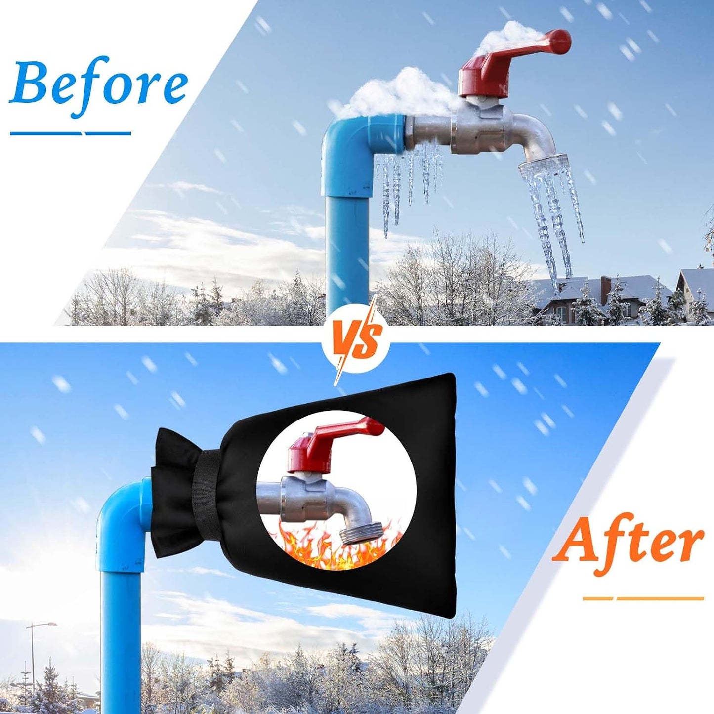 WYTAOHZL 3 Pack Outdoor Faucet Covers 9.8" W X 11.8" H Faucet Socks Winter Spigot Covers Insulated for Freeze Protection