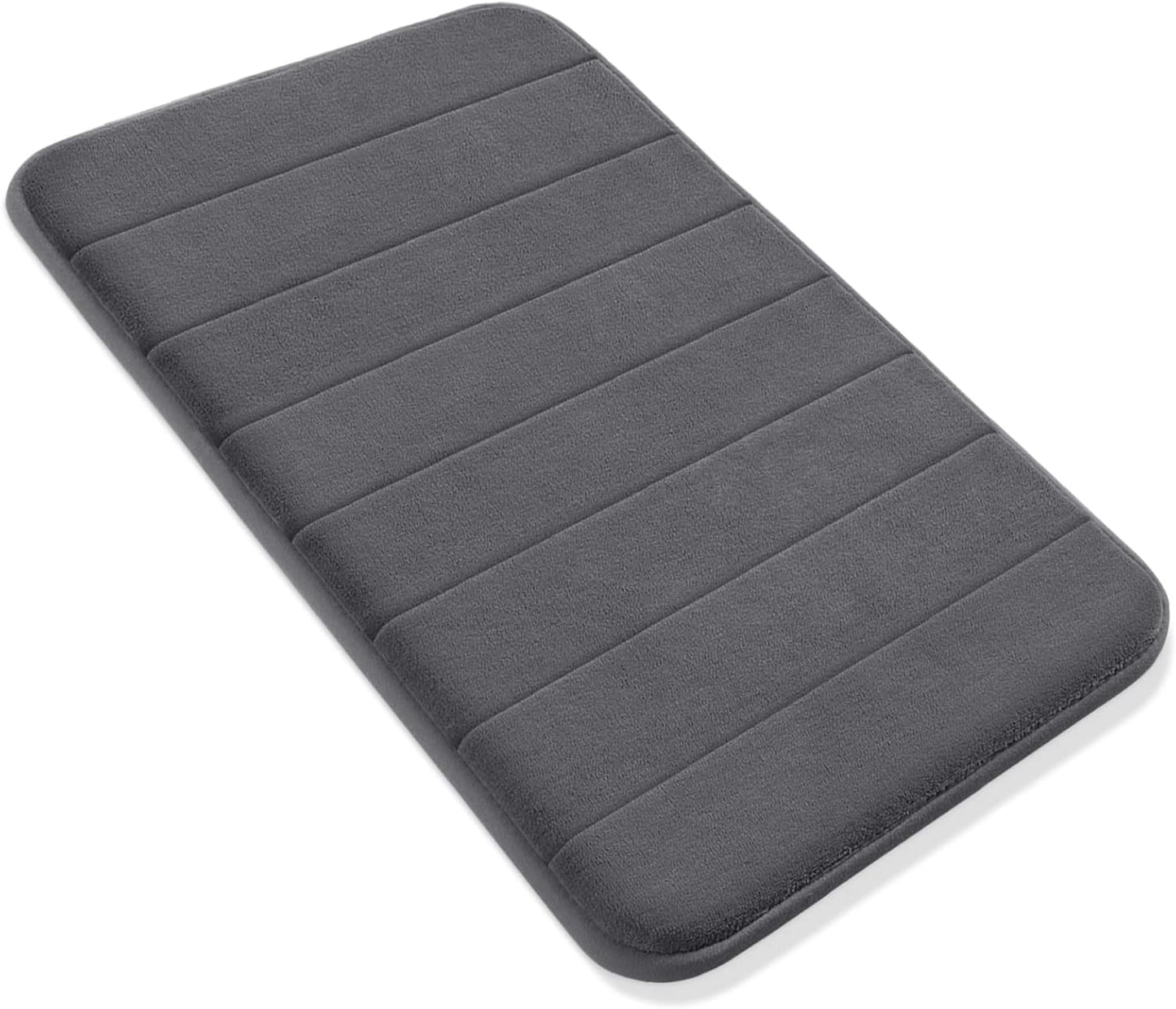 Yimobra Memory Foam Bath Mat, Super Soft Absorbent Bathroom Rug Non Slip, Quick Dry, Machine Washable Floor Carpet for Tub Shower, Home Decor Accessories, 24x17, Grey