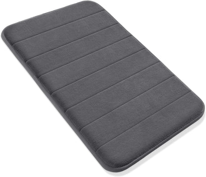 Yimobra Memory Foam Bath Mat, Super Soft Absorbent Bathroom Rug Non Slip, Quick Dry, Machine Washable Floor Carpet for Tub Shower, Home Decor Accessories, 24x17, Grey