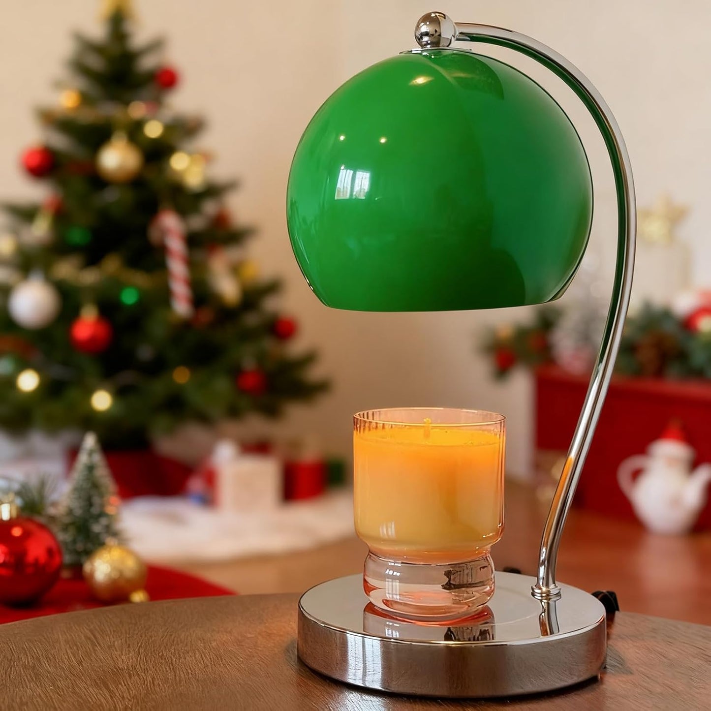Candle Lamp Warmer, Wide Base Scented Candle Warmer with Timer and Dimmer, Modern Candle Melting Lattern, Home Decor Table Lamp (Silver)