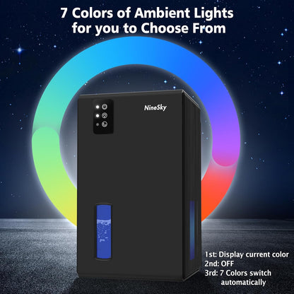 NineSky Dehumidifier, 1000 sq.ft Dehumidifiers for Home with 95oz Large Water Tank,Quiet Dehumidifier with 7-Color Ambient Light & Auto Shut Off, Dehumidifier for Basement, Bedroom, Bathroom (Grey)