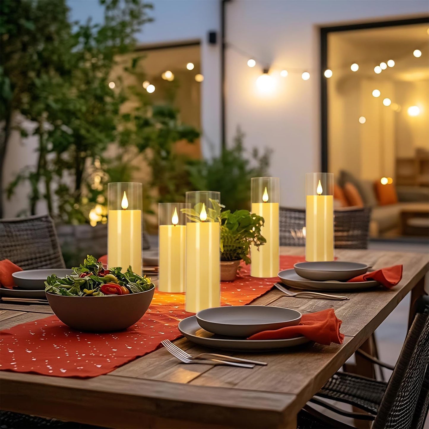 YOROXRG Set of 24 Waterproof Outdoor Flameless Candles, LED Candles with 4 Remote and Timer,(H 4" 5" 6" x D 2.2"),for Christmas,Halloween,Wedding,Festival