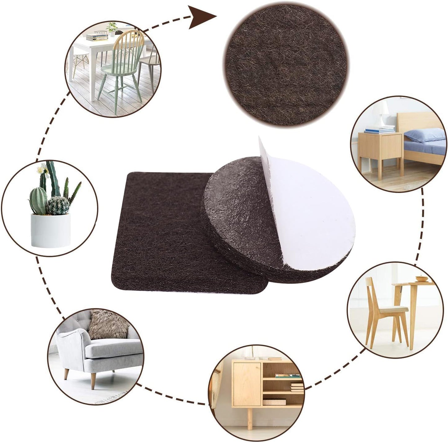 Yelanon Felt Furniture Pads for Hardwood Floors -36 Pcs 2" Premium Floor Protectors for Furniture, Felt Pads for Chair Legs, Black