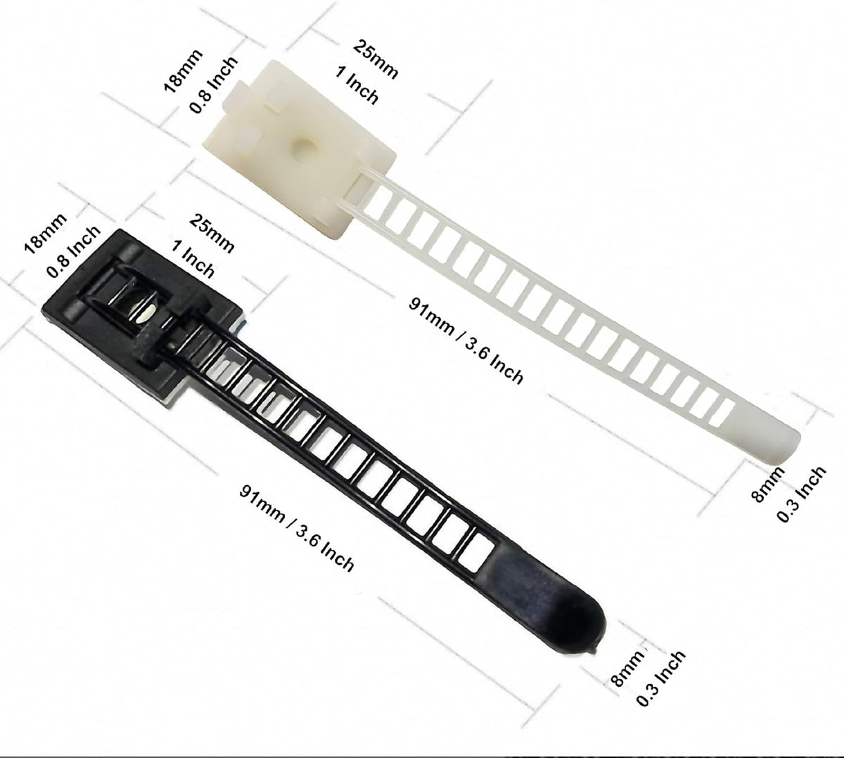 30 pcs Adhesive Cable Ties Adjustable Cable Mount. Self-adhesive Nylon Cord Clip Fastener, Cable Management Wire Organizer Fixture (Black)