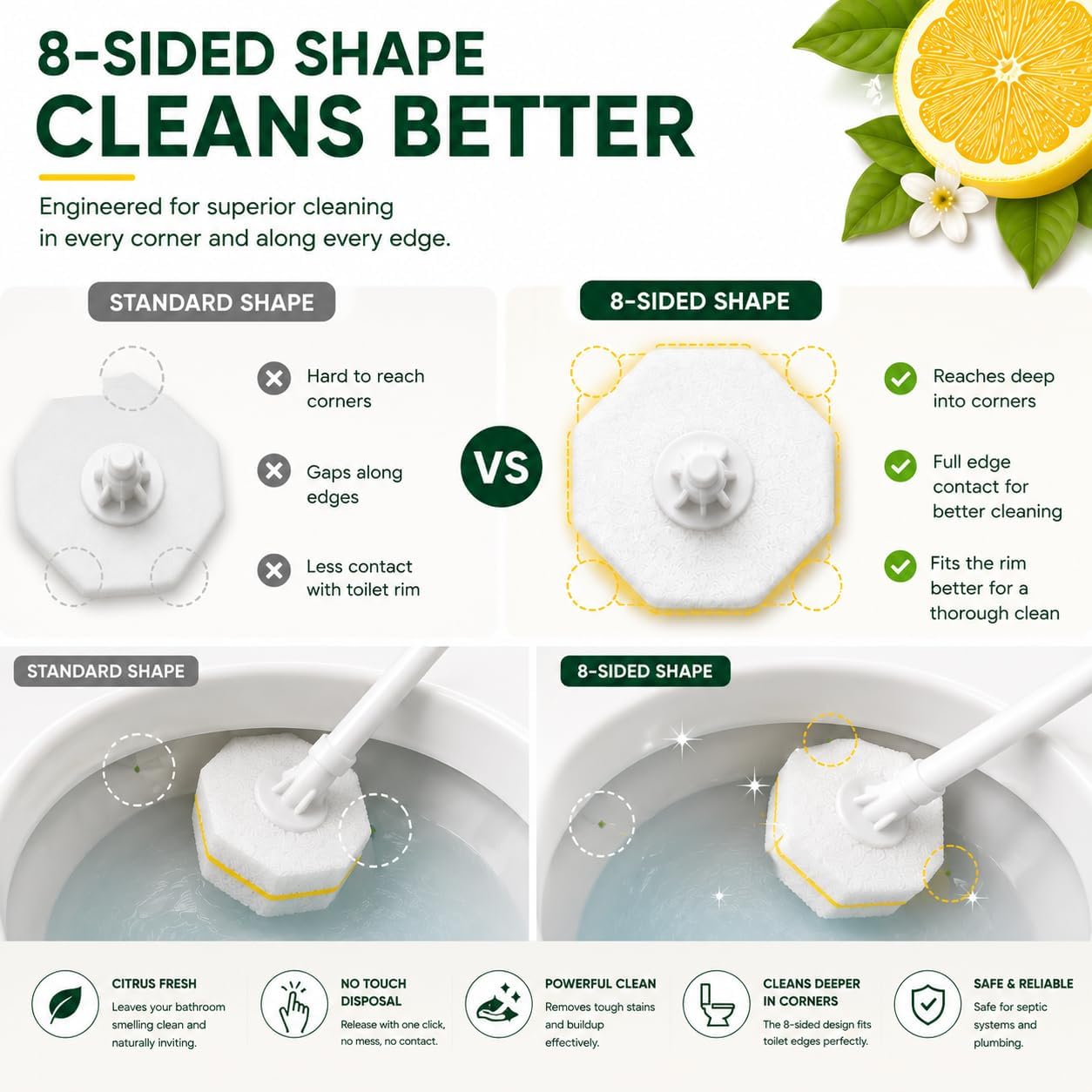 Disposable Toilet Bowl Brush and Holder Set – 40 Refills Included, No-Touch Toilet Wand Cleaning System, Toilet Brush & Holder for Bathroom, Hygienic Toilet Bowl Cleaner Starter Kit