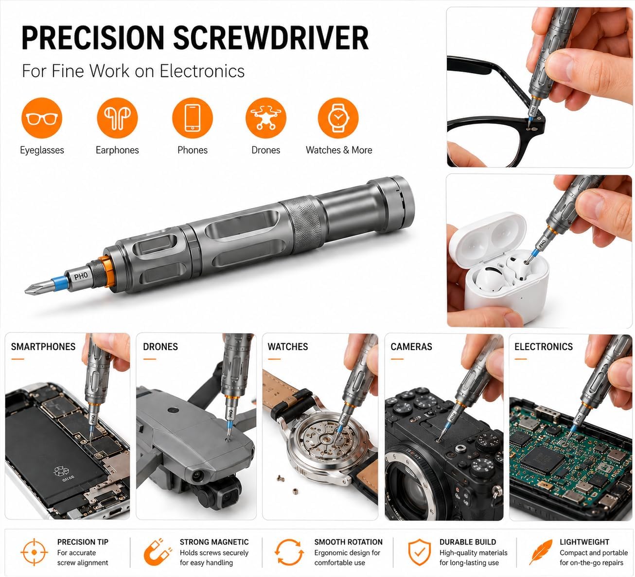 DYLIFE 42 in 1 Magnetic Screwdriver Set, DIY Ratchet Screwdriver Set, Removable Self-assembly Precision Screwdriver Kit, Magnetic DIY Precision Tool Kit for PC Laptop Mobile Cell Phone Digital Watch