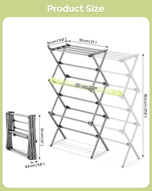 APEXCHASER Drying Rack Clothing - 3 Tier Metal Clothes Drying Rack Collapsible, Laundry Drying Rack Expandable, Small Clothe Airer for Baby Clothes Towel Bib Sock Indoor Outdoor Use(White)