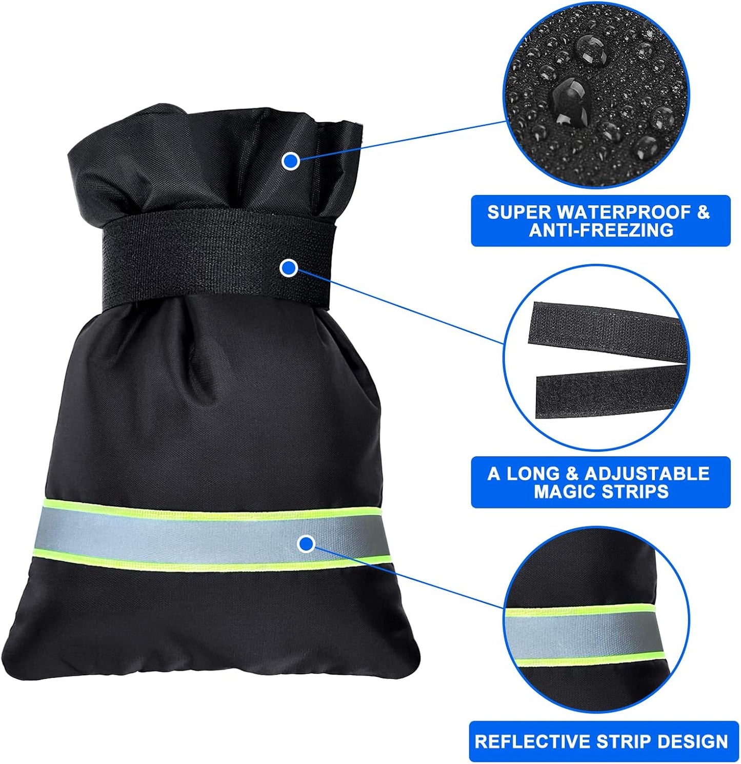Outdoor Faucet Cover, Faucet Cover Socks for Winter Freeze Protection with Reflective Strips, Waterproof Insulated Spigot Tap Cover, Reusable Sprinkle Valve Insulation Wrap and Hose Bib Cover, 4 Pack