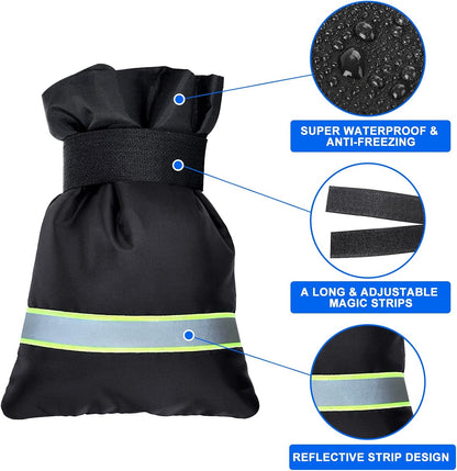 Outdoor Faucet Cover, Faucet Cover Socks for Winter Freeze Protection with Reflective Strips, Waterproof Insulated Spigot Tap Cover, Reusable Sprinkle Valve Insulation Wrap and Hose Bib Cover, 4 Pack