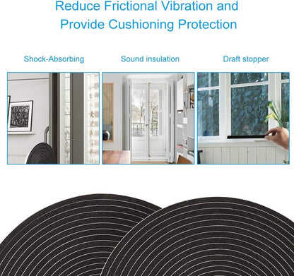 Seal Foam Tape,1/2 Inch W x 1/8 Inch T Weather Stripping for Door and Window,High Density Single Sided Closed Cell Door Insulation Weather Strip, 3 Rolls Total 50FT Black