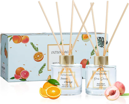 100ml Scent Diffuser with 6 Fiber Sticks, 3.5 oz Reed Diffuser Set Aromatherapy Fragrance Diffusers Air Fresheners for Home Bedroom Bathroom (Coconut)