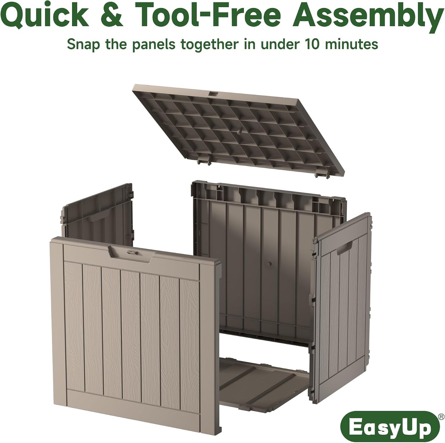 EasyUp 50 Gallon Outdoor Storage Box Waterproof Lockable Deck Boxes | UV Resistant Resin, for Garden Tools Cushions Patio Equipment, 300 lbs Capacity, Portable Design, Easy 16-Min Assembly
