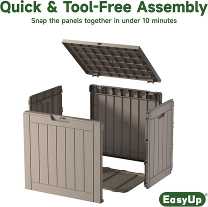 EasyUp 50 Gallon Outdoor Storage Box Waterproof Lockable Deck Boxes | UV Resistant Resin, for Garden Tools Cushions Patio Equipment, 300 lbs Capacity, Portable Design, Easy 16-Min Assembly