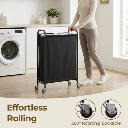 GRANNY SAYS 2 Section 130L Laundry Sorter, Large Laundry Hamper Basket with Wheels and Handles, Durable and Sturdy Rolling Cart for Laundry Room, Hotel, Bedroom, Beige