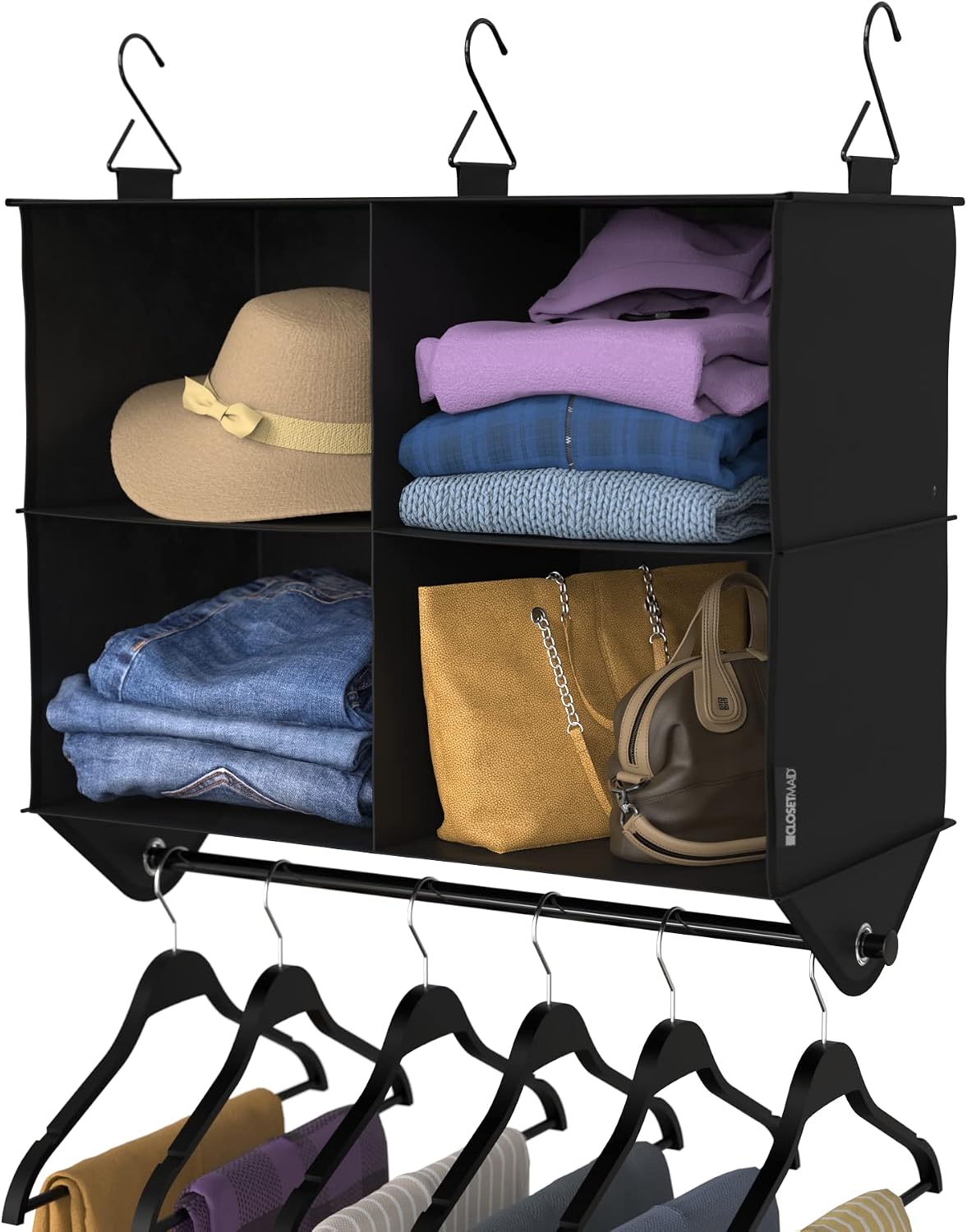 ClosetMaid 10-Shelf Fabric Hanging Shoe Storage Organizer for Closet, Charcoal Black