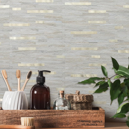 AULIGET 20 Sheets Peel and Stick Backsplash, Black & Grey Wood Look PVC Mixed Metal Stick on Backsplash Tiles for Kitchen