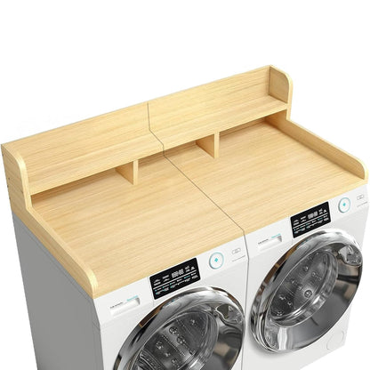 54" 2 Tier Washer Dryer Countertop with Storage Shelf, Waterproof MDF Laundry Room Organizer, Folding Station, Mechanically Joined Two-Panel Countertop (Walnut Brown)