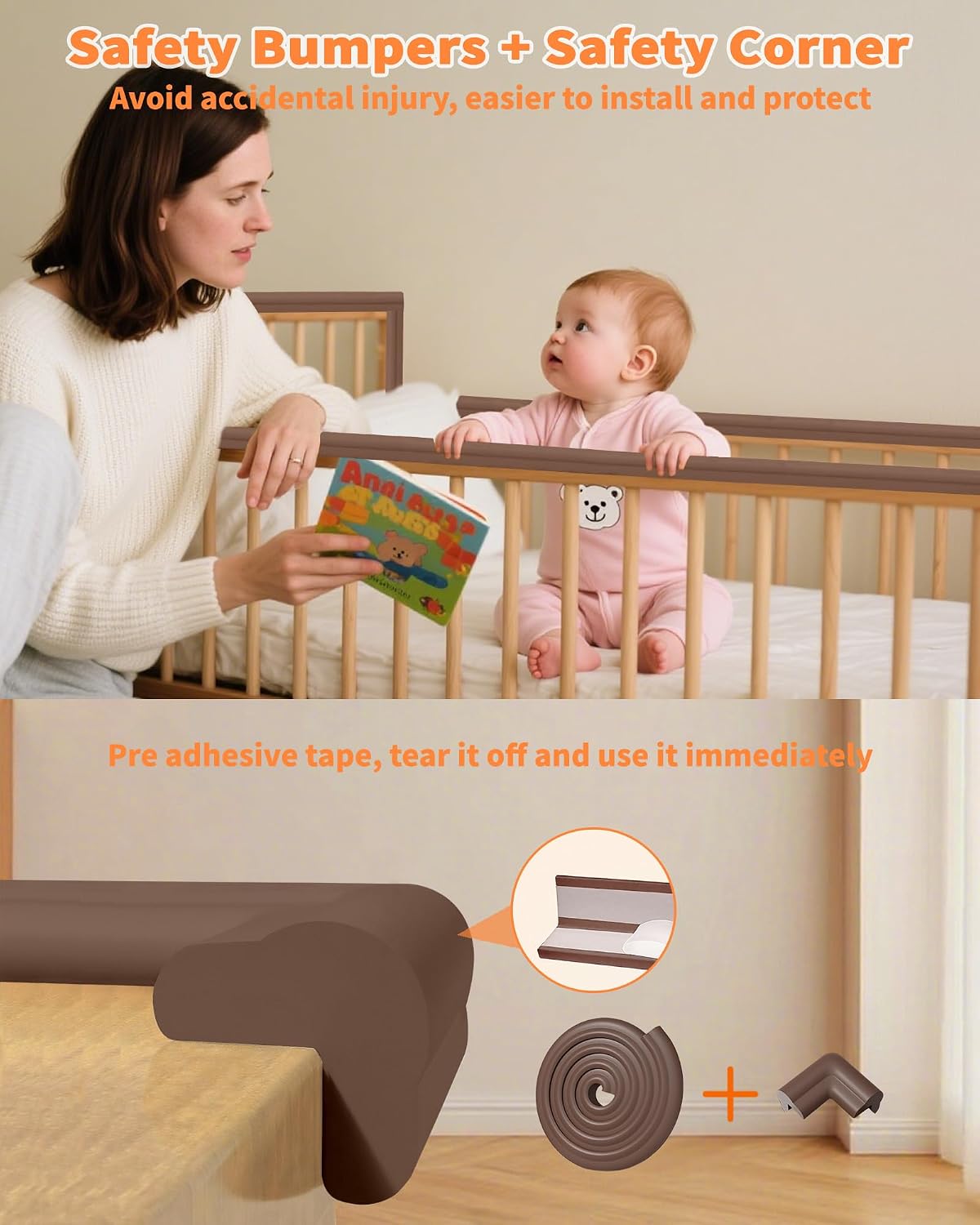 16.4FT L-Shape Baby Corner Protector Guards, Pre-Taped, 0.47''Thick | Edge Safety Bumpers for Furniture & Sharp Table Corners, with 10 Corners, Waterproof Soft Foam Adhesive Guard Cushion, White