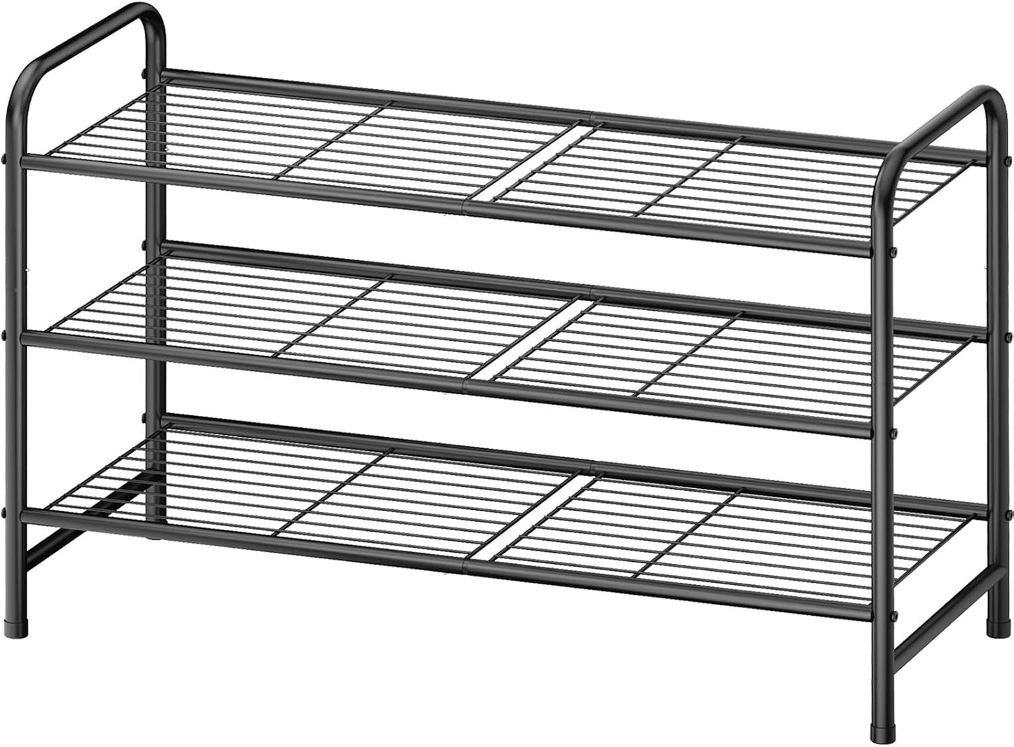 Kitsure Shoe Rack - Stainless Steel Shoe Organizer, Sturdy Shoe Rack for Closet and Front Door Entrance, Free Standing Shoe Shelf, Closet Organizers and Storage, 25.6" Wide - 3 Tier, Black