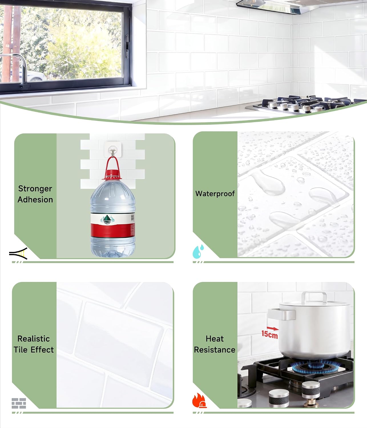 Yoillione Peel and Stick Backsplash for Kitchen: Self Adhesive Wall Tiles for Bathroom - Vinyl Thick Back Splash Tile (10, Light Coffee)
