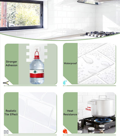 Yoillione Peel and Stick Backsplash for Kitchen: Self Adhesive Wall Tiles for Bathroom - Vinyl Thick Back Splash Tile (10, Light Coffee)