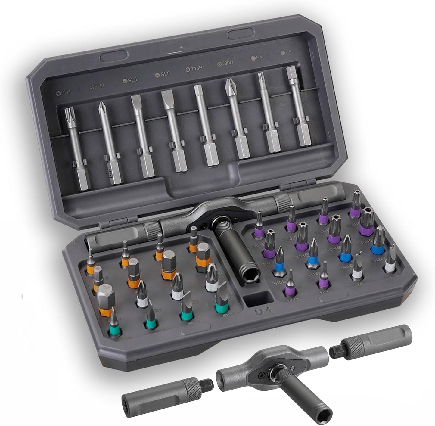 42 in 1 Magnetic Ratcheting Screwdriver Set with T-Handle, Multi-Bit Repair Tool Kit with Compact Case for Electronics, Appliances, Computer, Doorbell, Laptop, Furniture & Home Repair