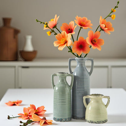Bud Vase - Flower Vase Set - Decorative Vases - Ceramic Small Vase Set of 3 for Centerpieces - Ice Creak for Decor - Modern Decoration Vases for Home Farmhouse Table Office, Mini Vase by Lyeec