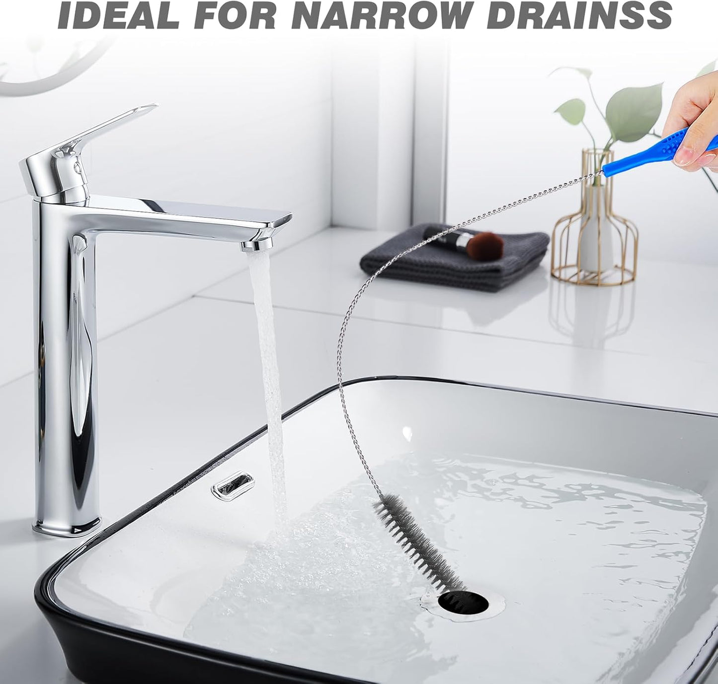 Drain Brush and Drain Snake Cleaner Tools Set, Flexible Drain Hair Remover Tool with Long Pipe Drain Cleaning Brush Drain Clog Remover for Home Sink Overflow