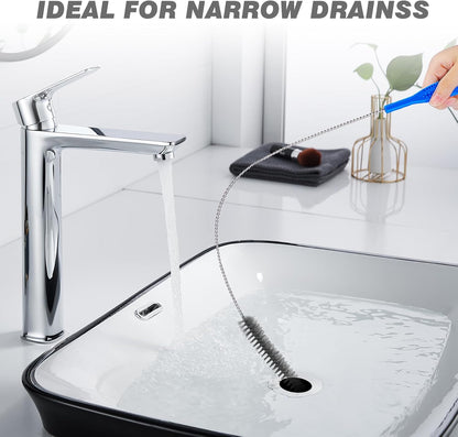 Drain Brush and Drain Snake Cleaner Tools Set, Flexible Drain Hair Remover Tool with Long Pipe Drain Cleaning Brush Drain Clog Remover for Home Sink Overflow