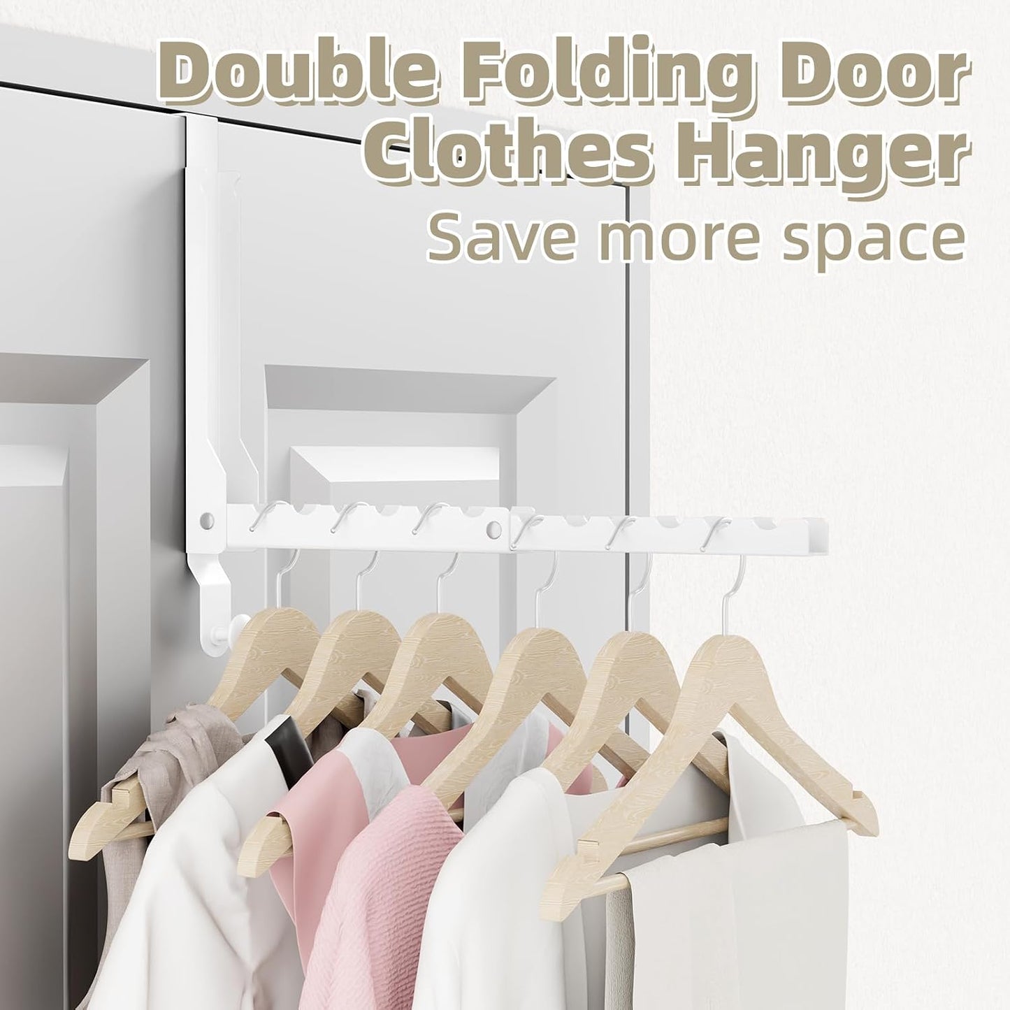 2 Pack Over The Door Hanger Folding Clothes Drying Rack, Folding Hanging Coat Rack for Indoor Laundry Room Compact Small Space Foldable Portable Clothing Hanger Hook Collapsible (Wihte-2(Upgraded))