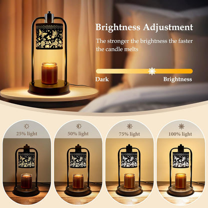 Candle Warmer Lamp Electric with Timer: Wax Melts Warmer - Dimmable Candle Wax Warmer Electric Candle Warmer with Replacement Bulbs, Bedroom Home Decor Compatible with Various Candles-Linen
