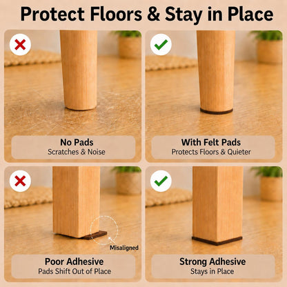 Felt Furniture Pads, 104 Pcs Self Adhesive Floor Protectors for Chairs | Protects Hardwood Floors From Scratches, Reduces Noise, Fits Furniture Feet, Tables, Cabinets & Sofas – 104 Pcs Mixed Sizes