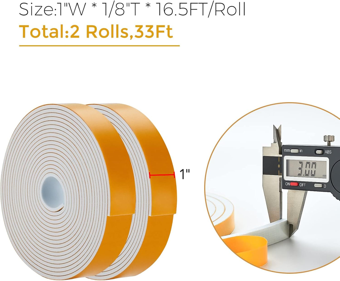 33 Feet Weather Stripping Door Seal- 1/2" Wide X 1/4" Thick Door Bottom Seal Strip High Density Foam Tape Adhesive Rubber Strip for Door Soundproofing,Window Insulation (1/2" x 1/4" x 33FT,Black)