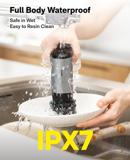 HOTO Grip™ Cordless Electric Spin Scrubber, IPX7 Waterproof, Lightweight at 0.65 lb with 6 Brush Heads, Powerful Cleaning Scrubber, for Bathroom, Kitchen, Tile, Shower